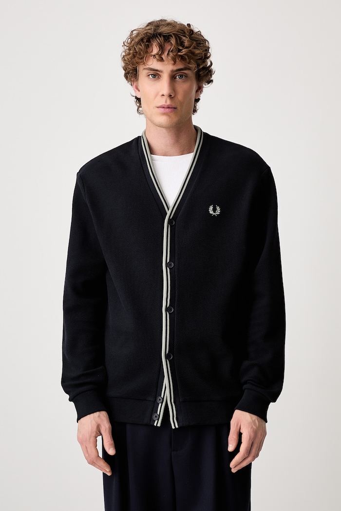 Fred Perry kardigan bawełniany męski granatowy M2389