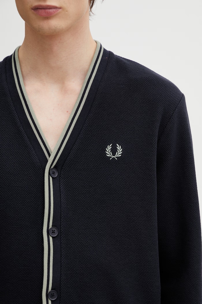 Fred Perry kardigan moški bombažen mornarsko modra M2389