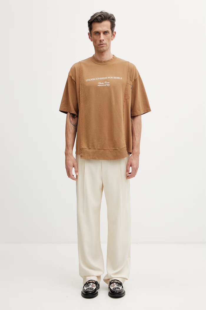 Undercover PULLOVER T-shirt męski bawełniany UP1F4804 brązowy
