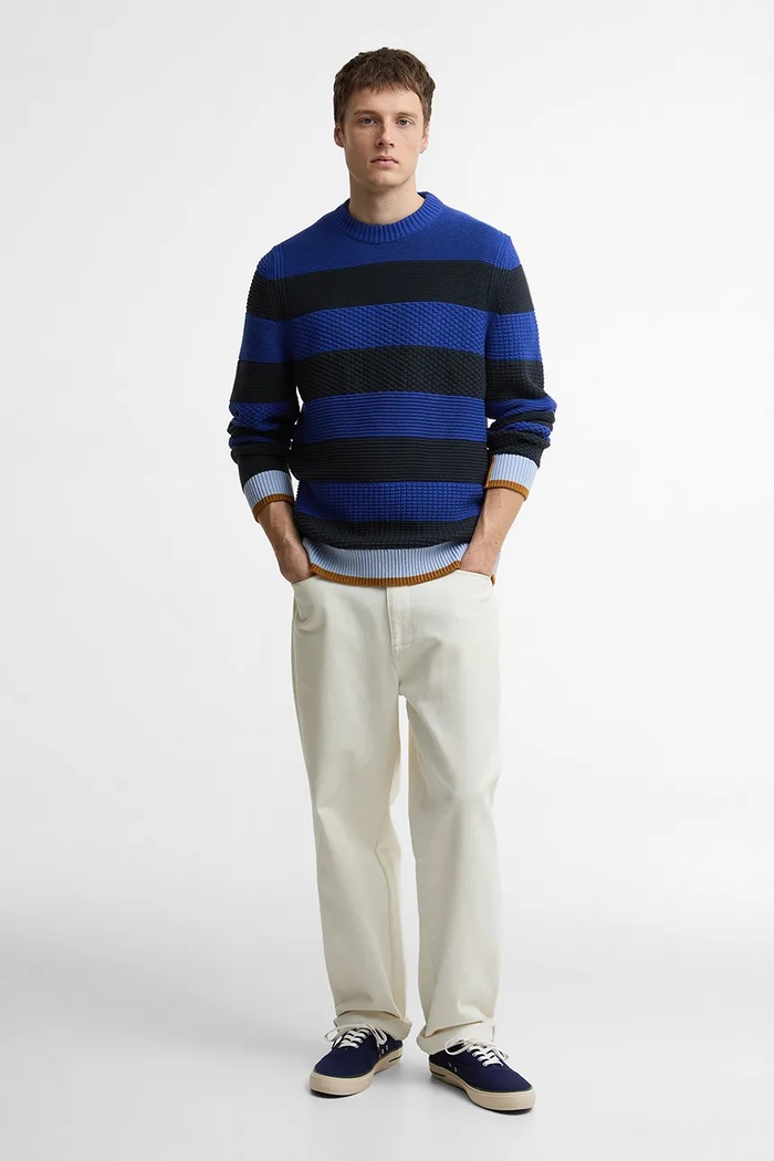 Barbour x Paul Smith Southwold pulover od pamuka za muškarce MKN1724NY74 mornarsko plava SS26