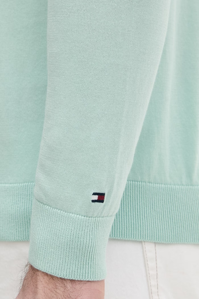 Tommy Hilfiger pulover bărbați cu bumbac NEW YORK MW0MW41820 turcoaz