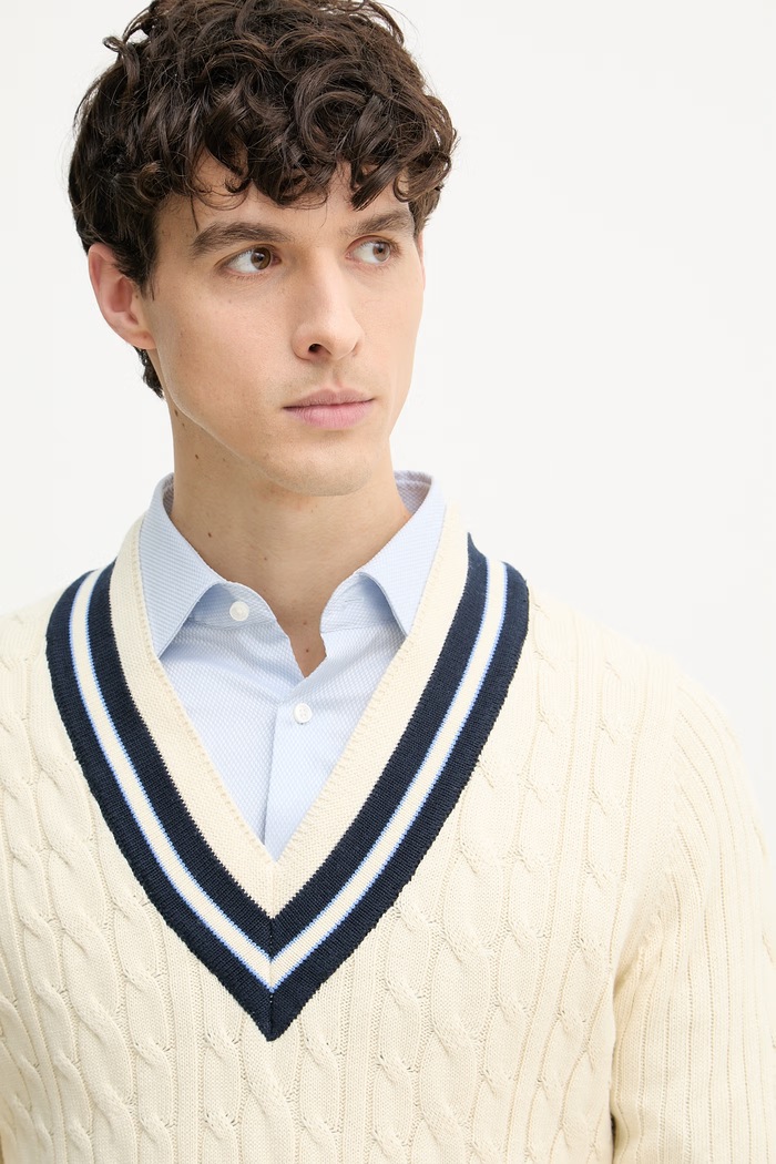 Hackett London pulover ženski bombažen bež HM7000175