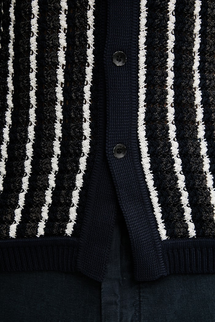 Rag & Bone sveter s krátkym rukávom pánsky bavlnený RH3726S6MCO tmavomodrá