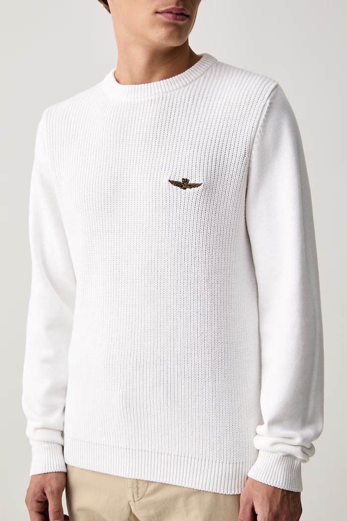 Sweter męski bawełniany Aeronautica Militare MA1571UL00940 biały