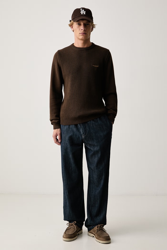 Aeronautica Militare Sweter męski bawełniany MA1571UL00940 brązowy SS26