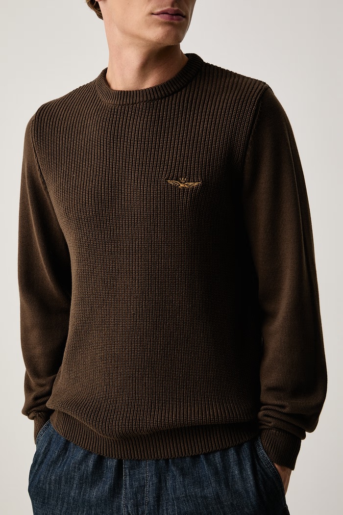 Sweter męski bawełniany Aeronautica Militare MA1571UL00940 brązowy