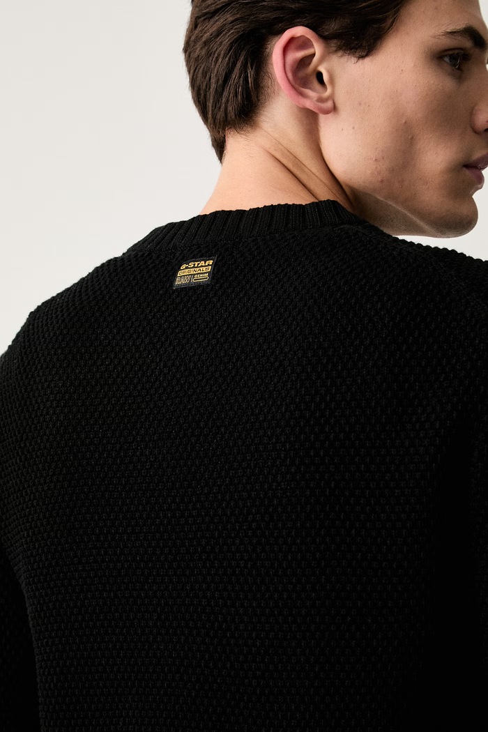 G-Star sweter męski bawełniany Honey comb structure r D27106.D631 czarny