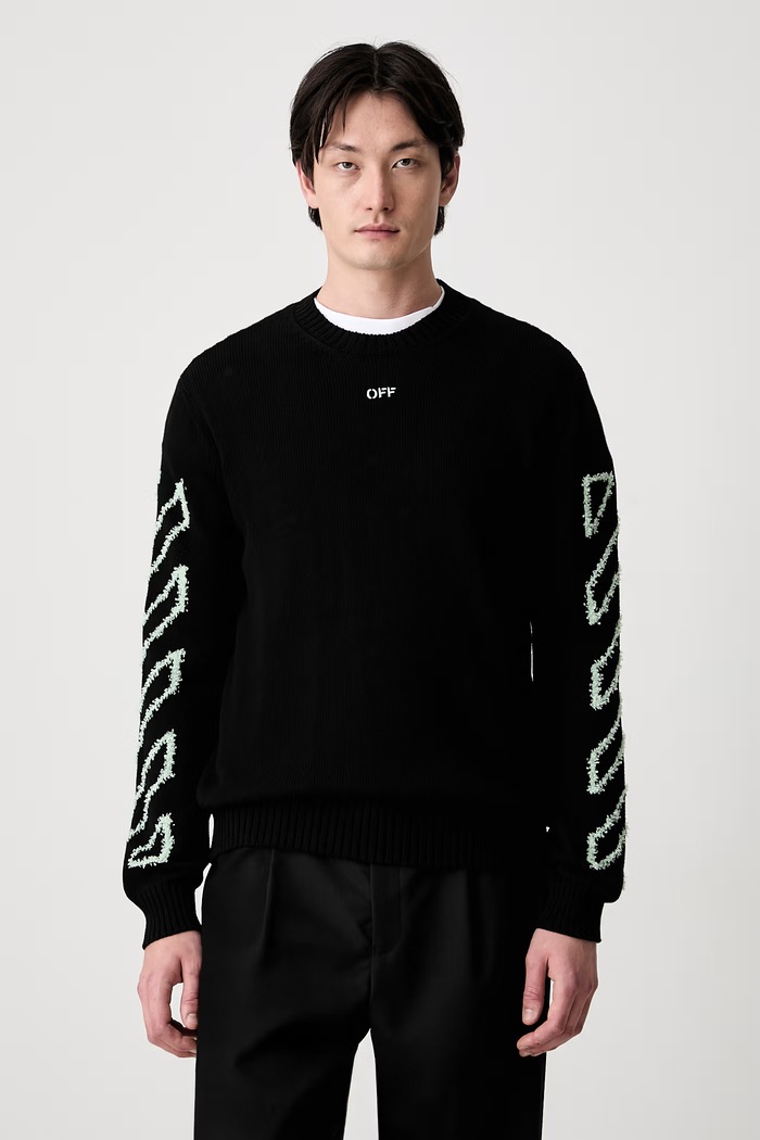 Off-White светр бавовняний чоловічий чорний 44MHE087S26K001001