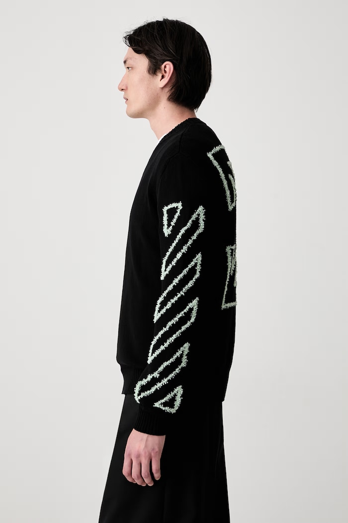 Off-White светр бавовняний чоловічий 44MHE087S26K001001 чорний SS26