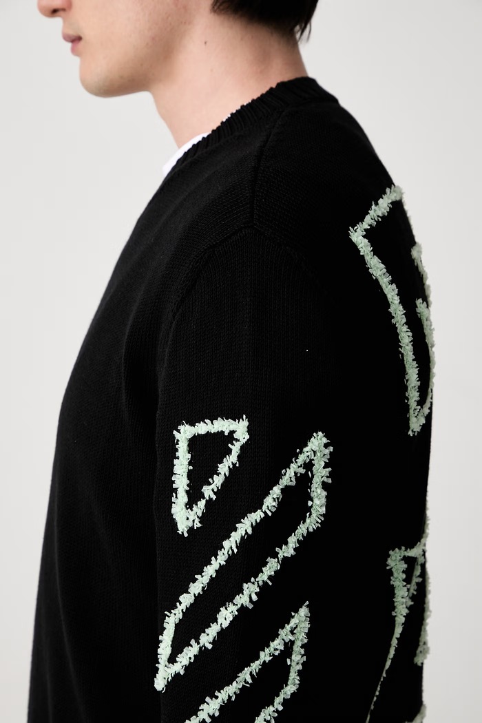 Off-White светр бавовняний чоловічий чорний 44MHE087S26K001001