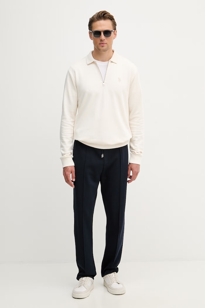 U.S. Polo Assn. mikina pánska bavlnená LB Sweat Zip MUP4652 béžová SS26