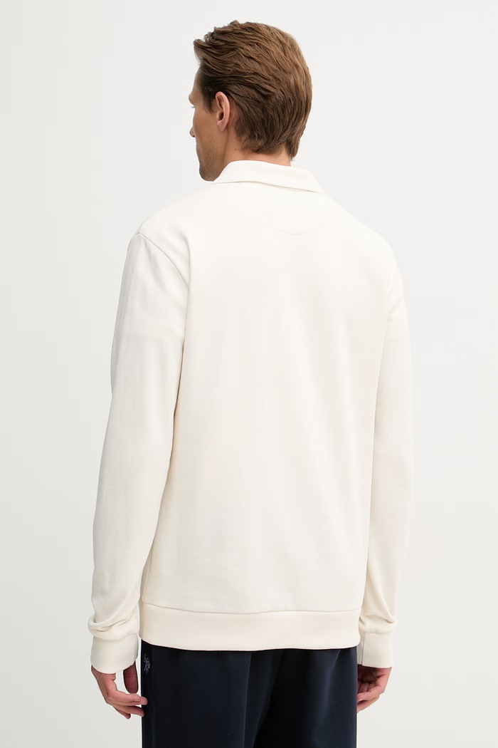 Oblečenie U.S. Polo Assn. mikina pánska bavlnená LB Sweat Zip MUP4652 béžová