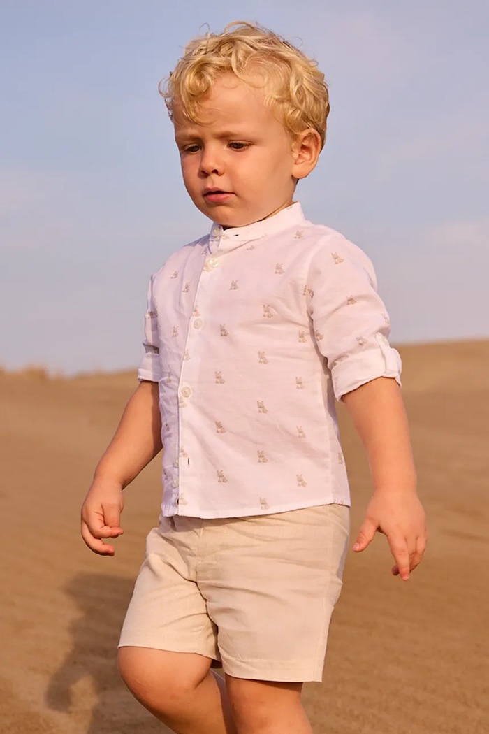 Mayoral pantaloni scurți din amestec de in pentru copii casual bej 1215.3A.Baby.PPY2