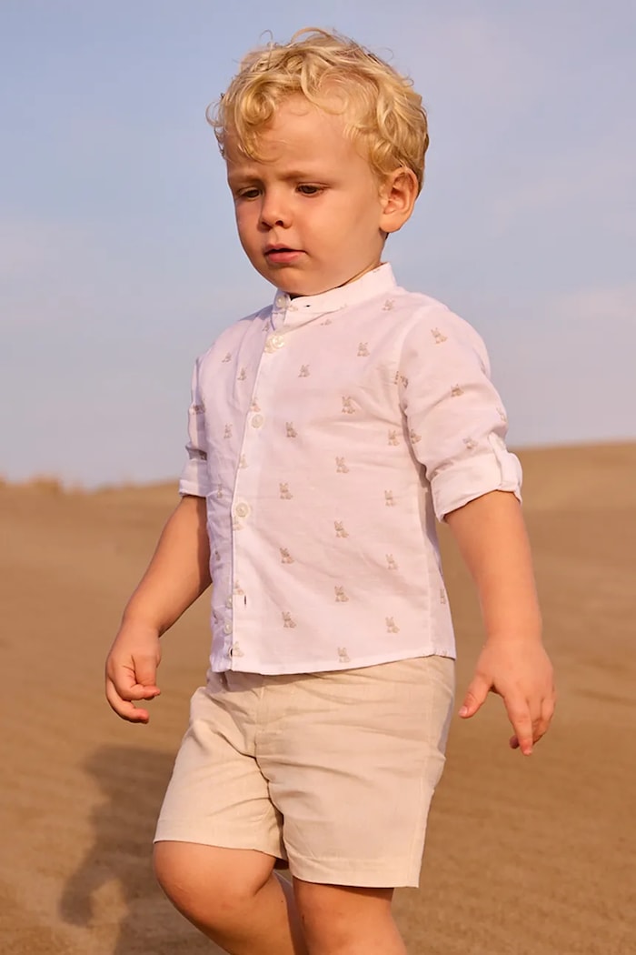 Mayoral pantaloni scurți din amestec de in pentru copii casual bej 1215.3A.Baby.PPY2