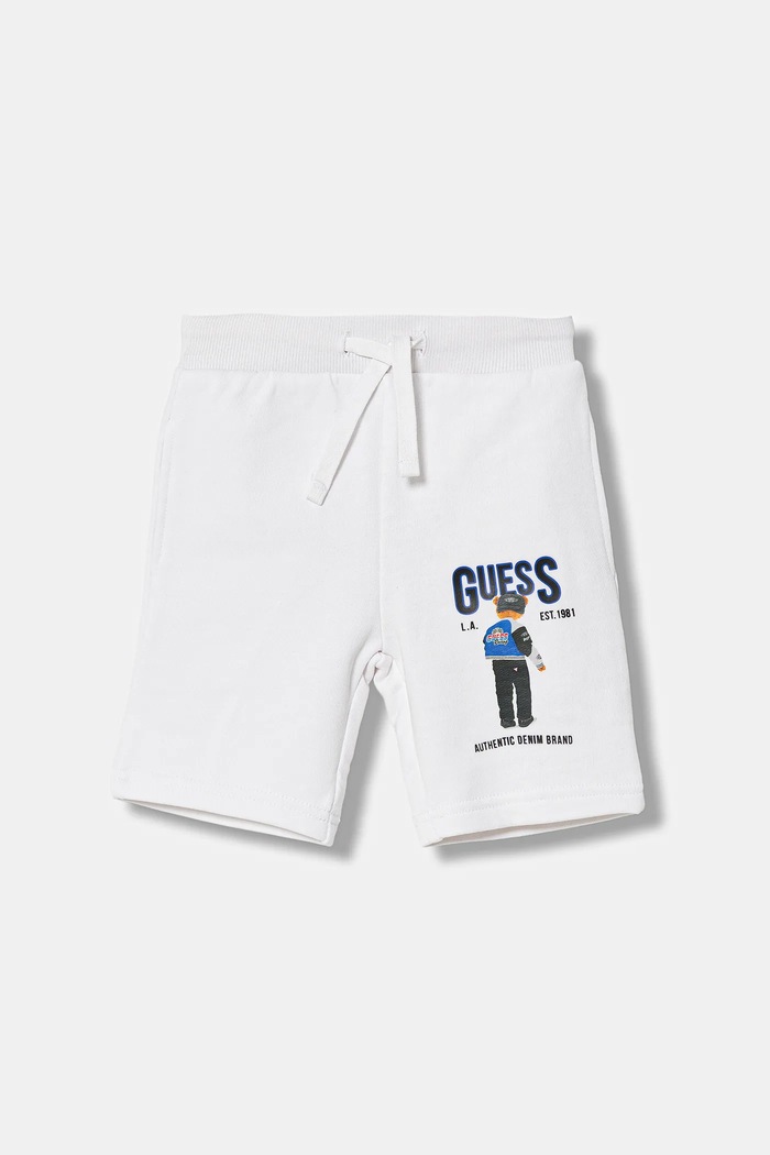 Παιδικό βαμβακερό σορτς Guess βαμβάκι λευκό N6RD02.KAD74.PPY2