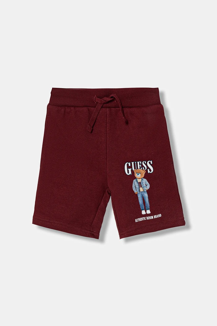 Παιδικό βαμβακερό σορτς Guess βαμβάκι μπορντό N6RD02.KAD74.PPY2