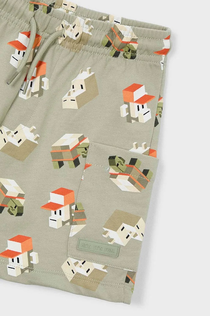 Băieți Mayoral pantaloni scurți din bumbac pentru copii 3211.5H.Mini.PPY2 verde