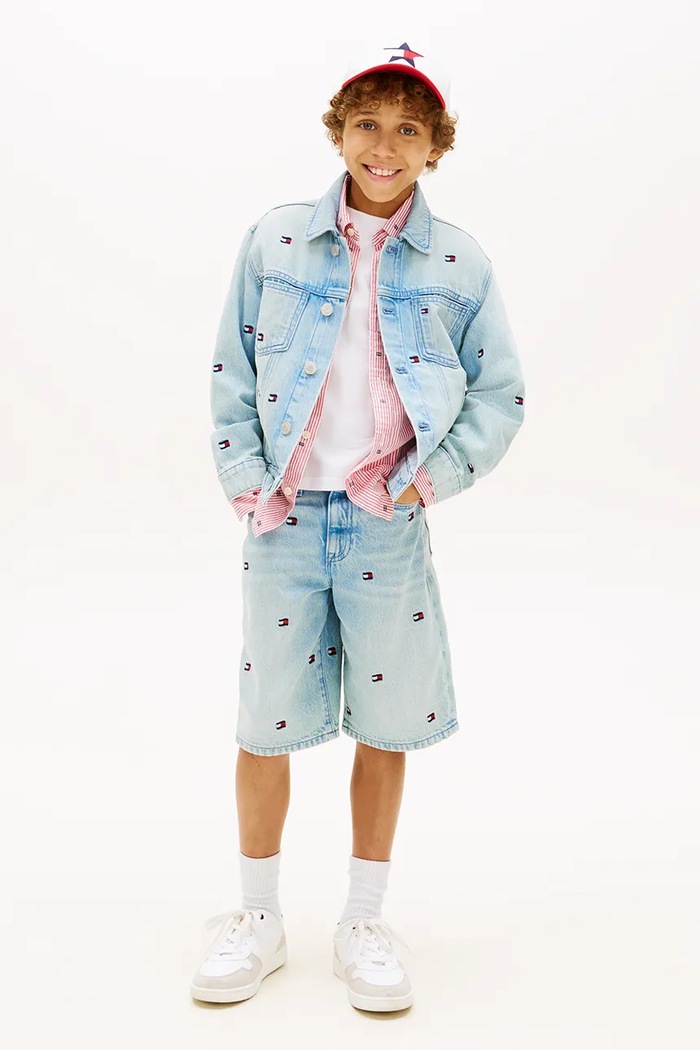 Băieți Tommy Hilfiger pantaloni scurți copii din bumbac KB0KB10304.128.176.PPY2 albastru