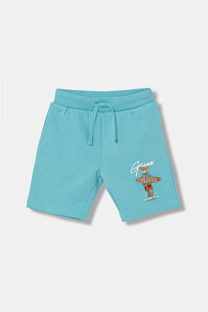 Guess pantaloni scurți de trening pentru copii, din bumbac turcoaz N6GD04.KA6R4.PPY2.M