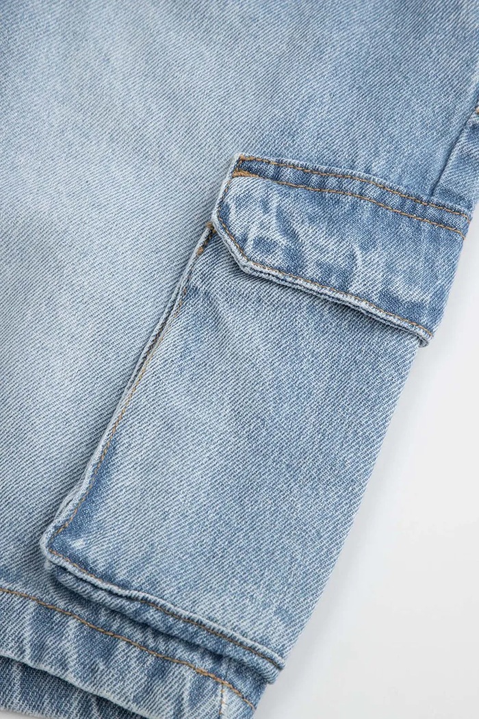 Coccodrillo pantaloni scurți pentru copii, din bumbac albastru WC6123302CJB
