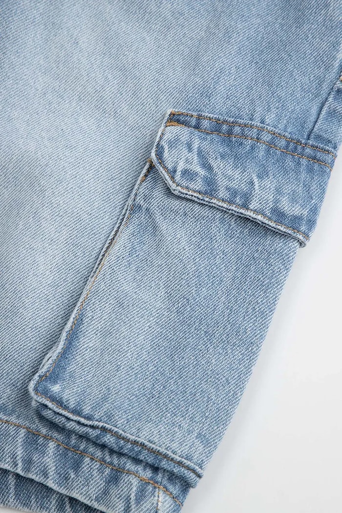Coccodrillo pantaloni scurți pentru copii, din bumbac albastru WC6123302CJB