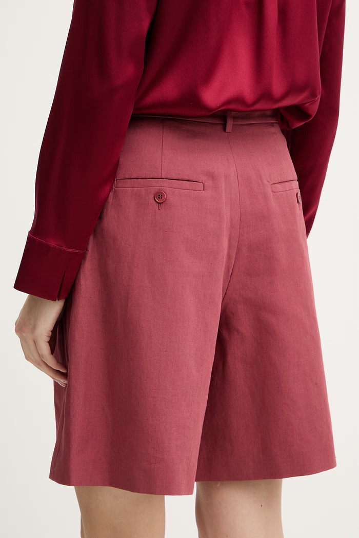 Oblečenie Šortky s prímesou ľanu Weekend Max Mara ECUBA 2615141022600 červená