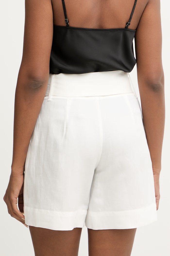 Odzież Marciano by Guess szorty eleganckie damskie z dodatkiem lnu JANE G6GD21.W2367 biały