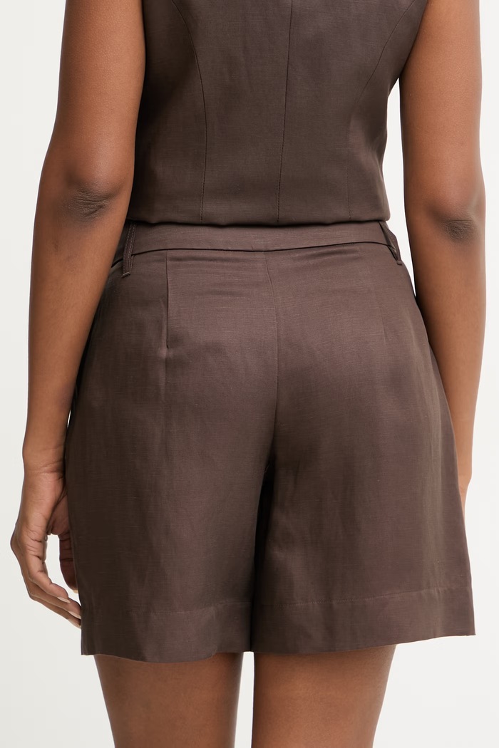 Oblečenie Marciano by Guess elegantné šortky dámske s prímesou ľanu JANE G6GD21.W2367 hnedá