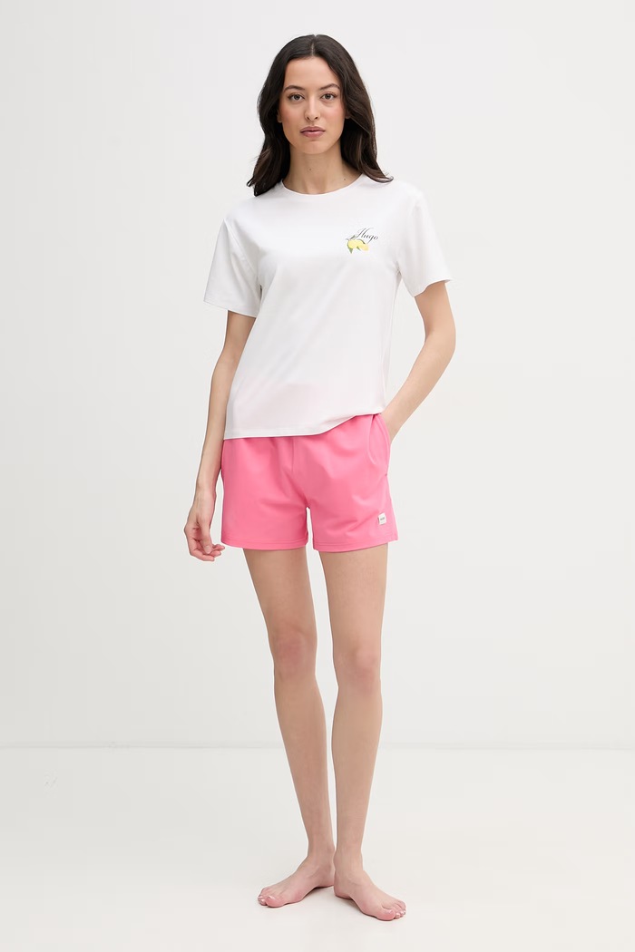 HUGO šortky dámske s bavlnou SIGNATURE_SHORT 50556815 ružová SS26