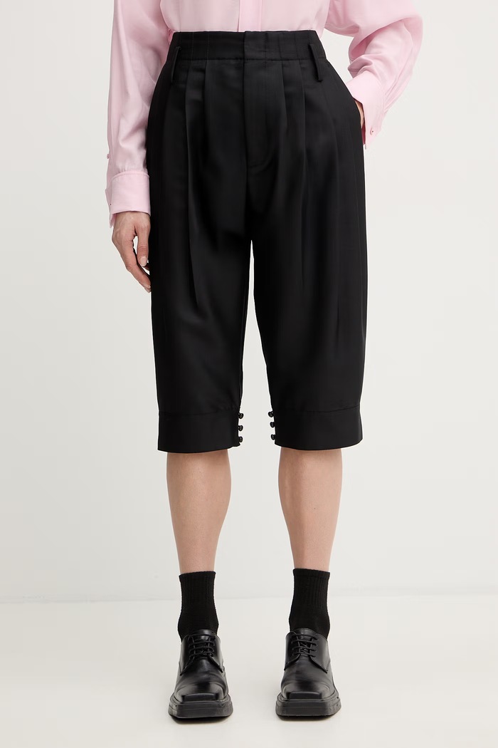 Kenzo Σορτς κομψά γυναικεία μάλλινα μαύρο FG52PA1209FA