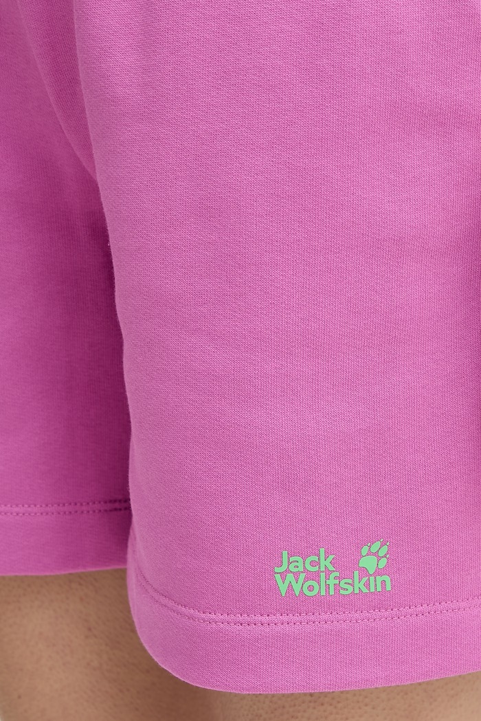 Jack Wolfskin pantaloni scurți de trening pentru femei, din bumbac Celebrate The Paw roz A65909