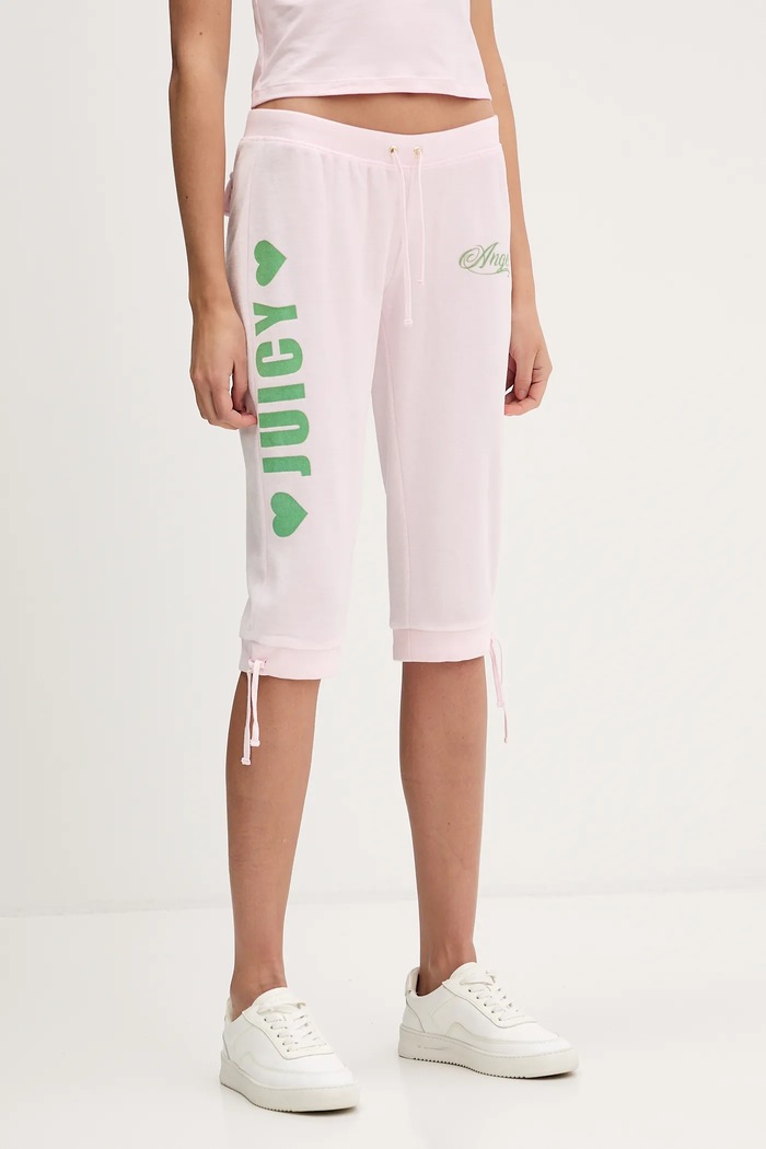 Velurové šortky Juicy Couture Angel low růžová JCNBJ126456