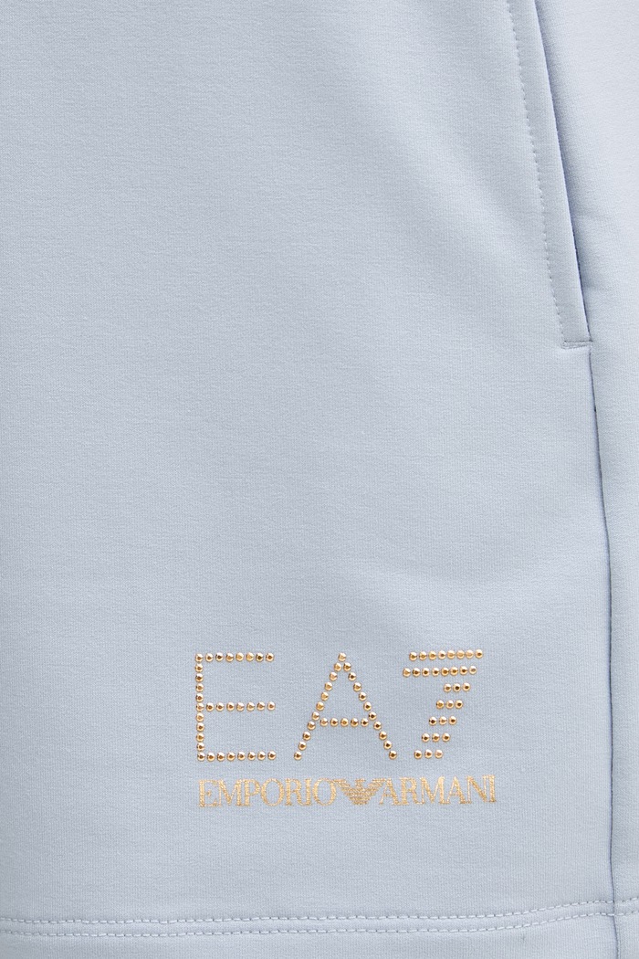 EA7 Emporio Armani pantaloni scurți pentru femei, cu vâscoză albastru AF12482.7W000269