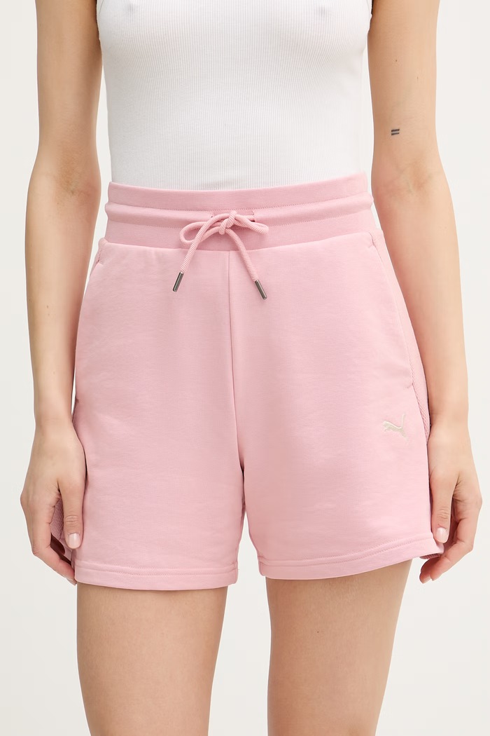 Puma pantaloni scurți de trening pentru femei, cu bumbac Class roz 691874