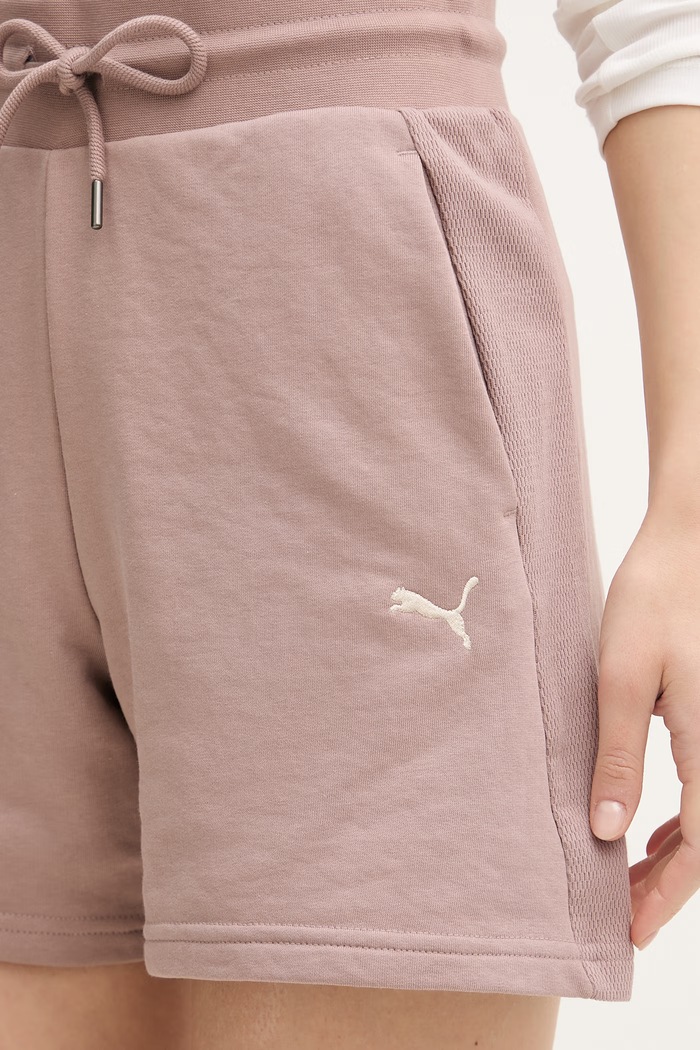 Puma teplákové šortky dámske s bavlnou Class hnedá 691874