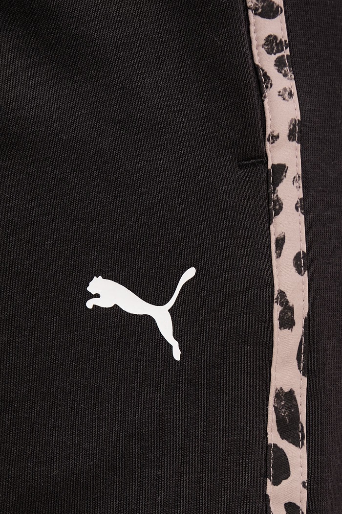 Puma pantaloni scurți de trening pentru femei, cu bumbac Essential graphic animal negru 693844
