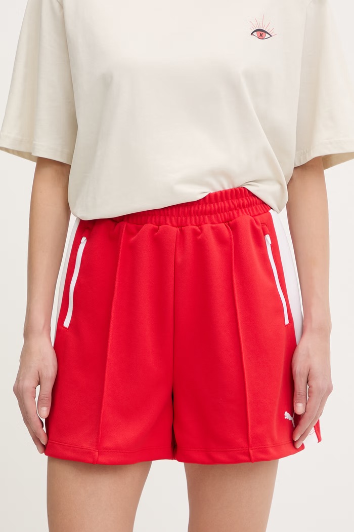 Puma trenirka kratke hlače ženske T7 Relaxed rdeča 634620