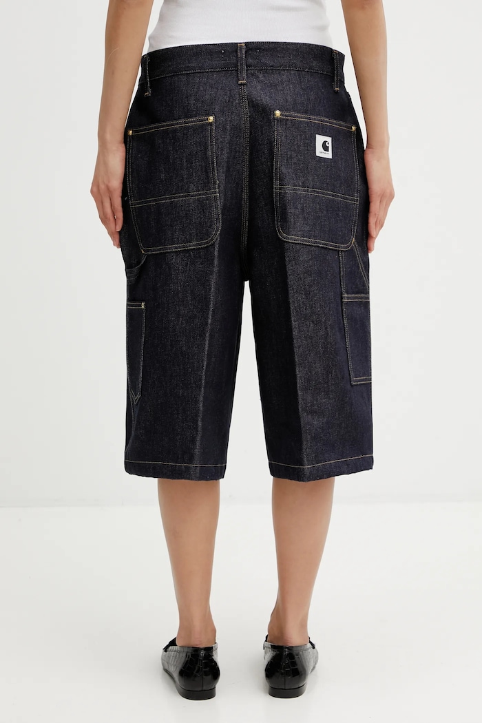 Ρούχα Τζιν σορτς Carhartt WIP W Nixon Double Knee Short I036324.101 μπλε