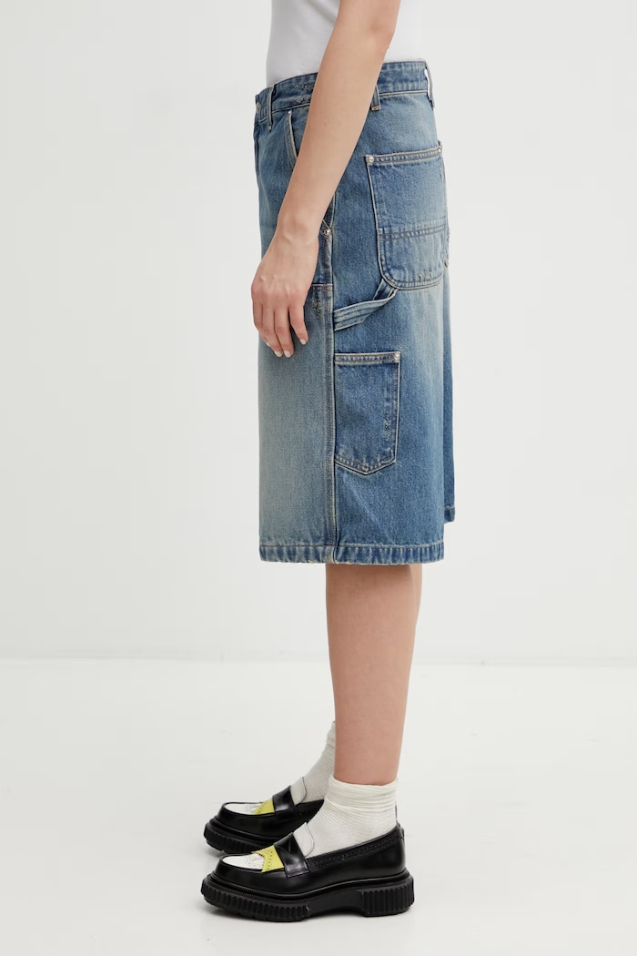 Carhartt WIP denim shorts W Nixon Double Knee Short I036324.01B7 blue SS26