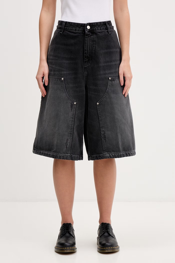 Carhartt WIP szorty jeansowe W Nixon Double Knee Short gładkie czarny I036324.89B7