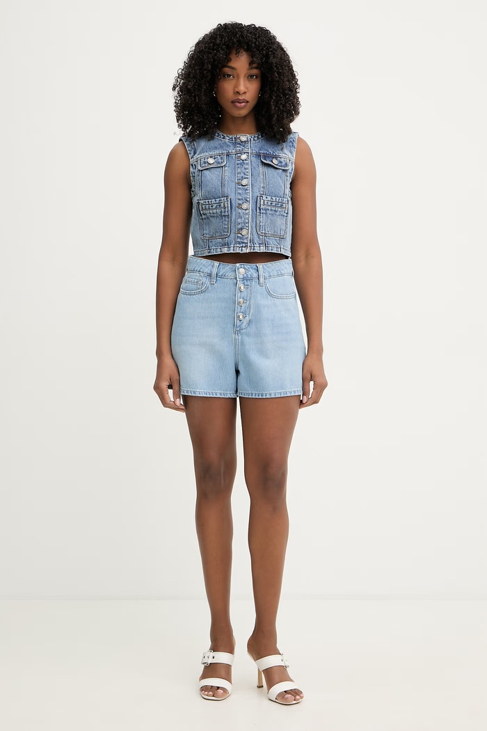 Liu Jo pantaloni scurți pentru femei, din denim UA6169.DS079 albastru SS26
