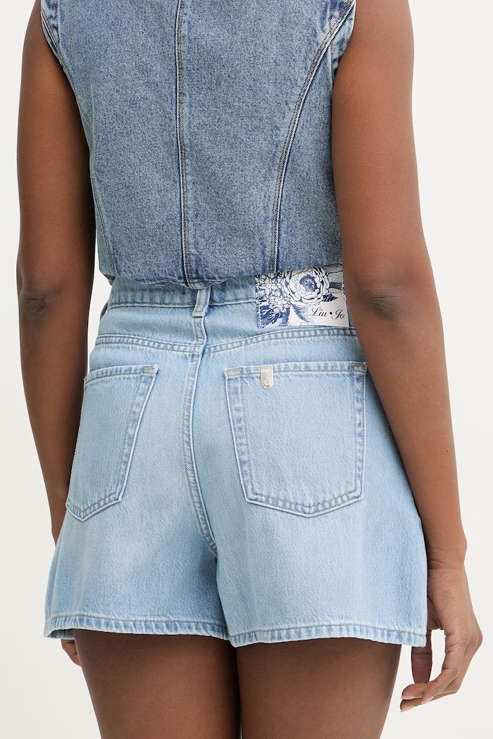 Îmbrăcăminte Liu Jo pantaloni scurți pentru femei, din denim UA6169.DS079 albastru