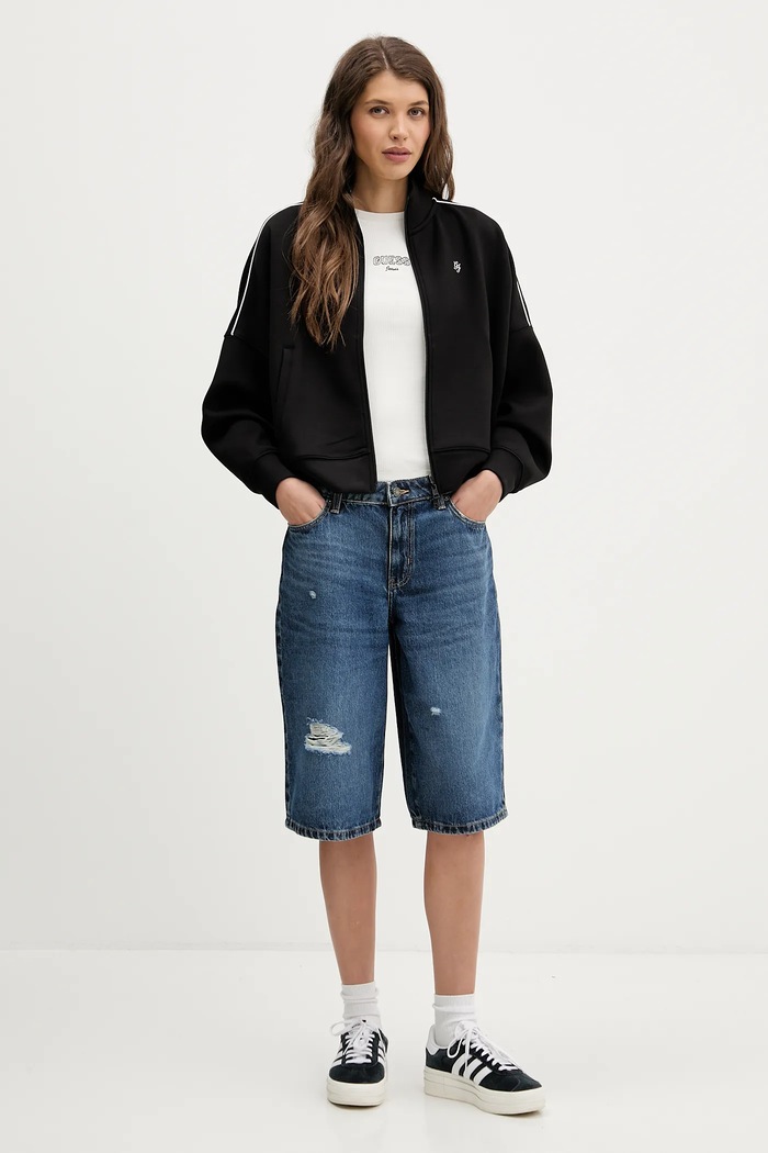 Rifľové krátke nohavice Guess Jeans W5YD1D.D5R22 modrá SS26
