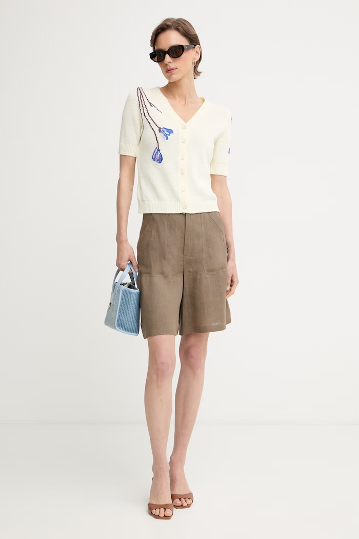 Marella szorty damskie lniane Emme by Marella 2615141032200 brązowy SS26