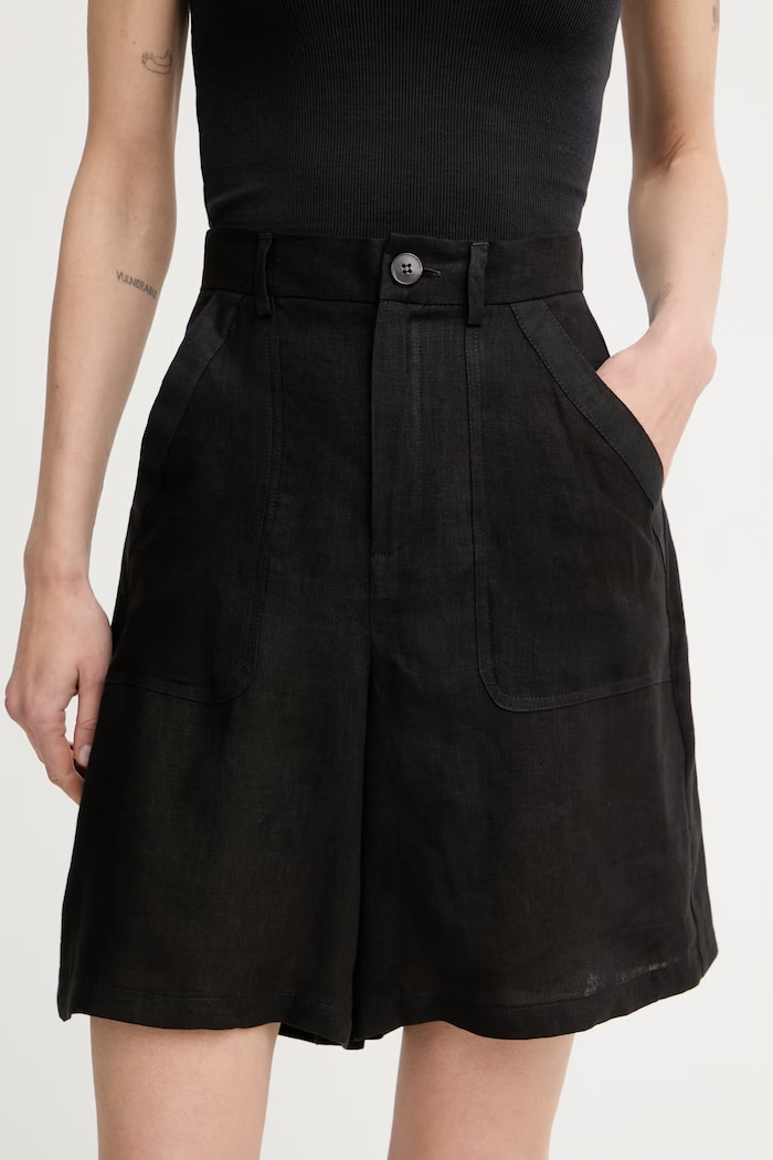 Marella szorty damskie lniane Emme by Marella czarny 2615141032200