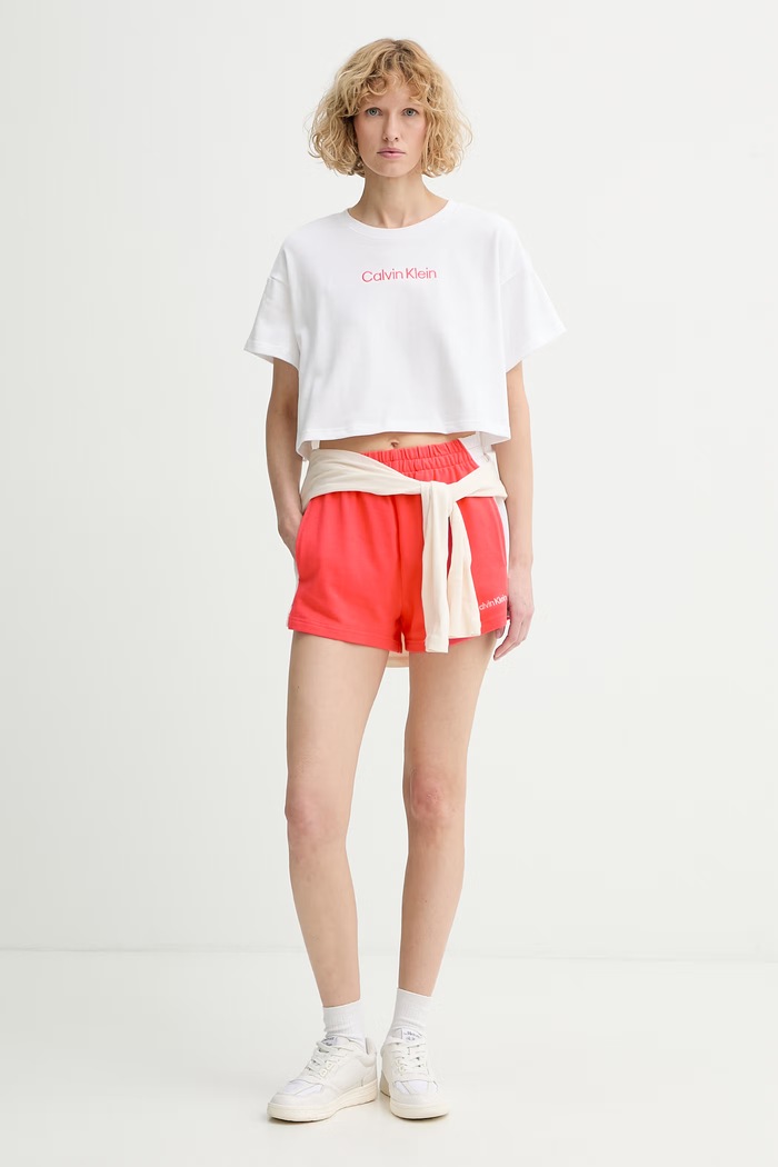 Calvin Klein teplákové šortky dámske bavlnené LV00Q61153 ružová SS26