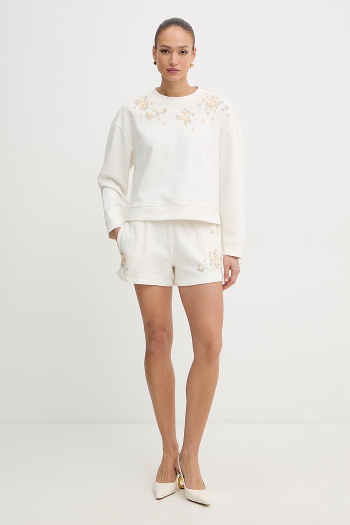 Twinset szorty dresowe damskie bawełniane 261TP202B beżowy SS26