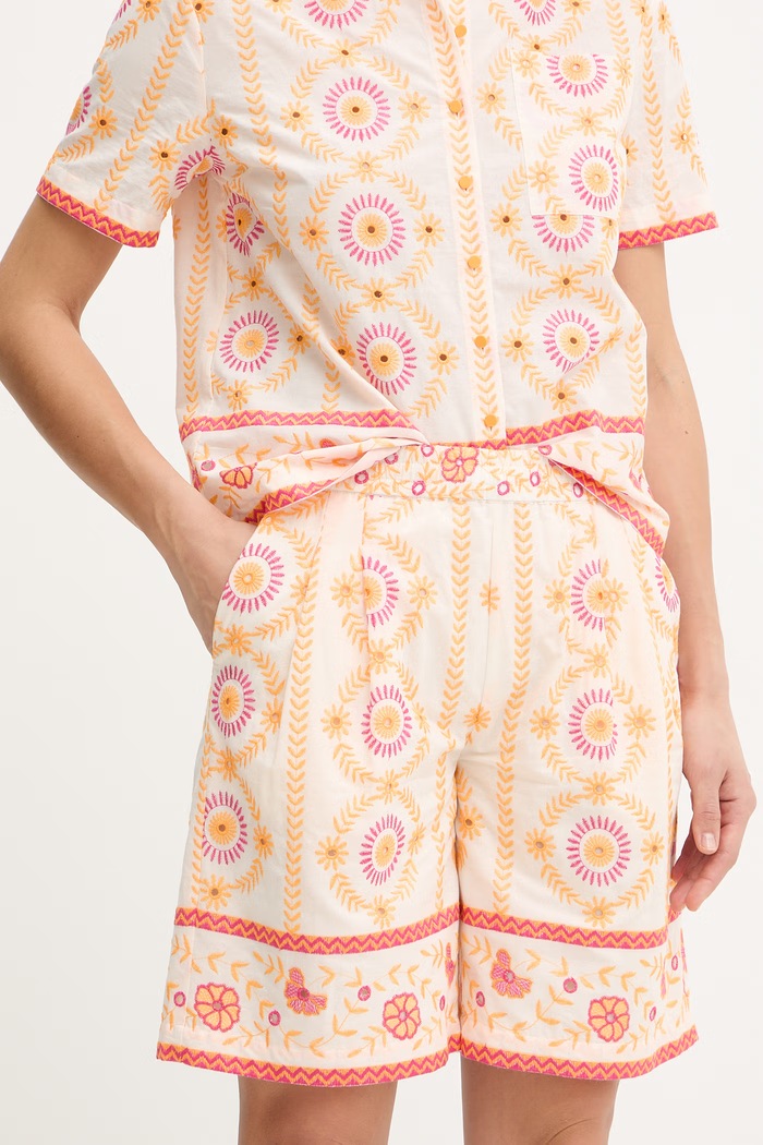 Twinset szorty bawełniane wzorzyste pomarańczowy 261LB2TEE