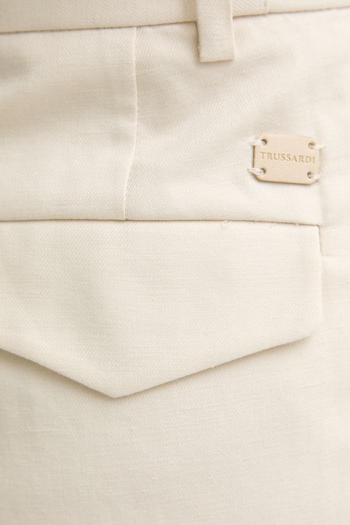 Trussardi szorty damskie z lnem beżowy P268A002348N