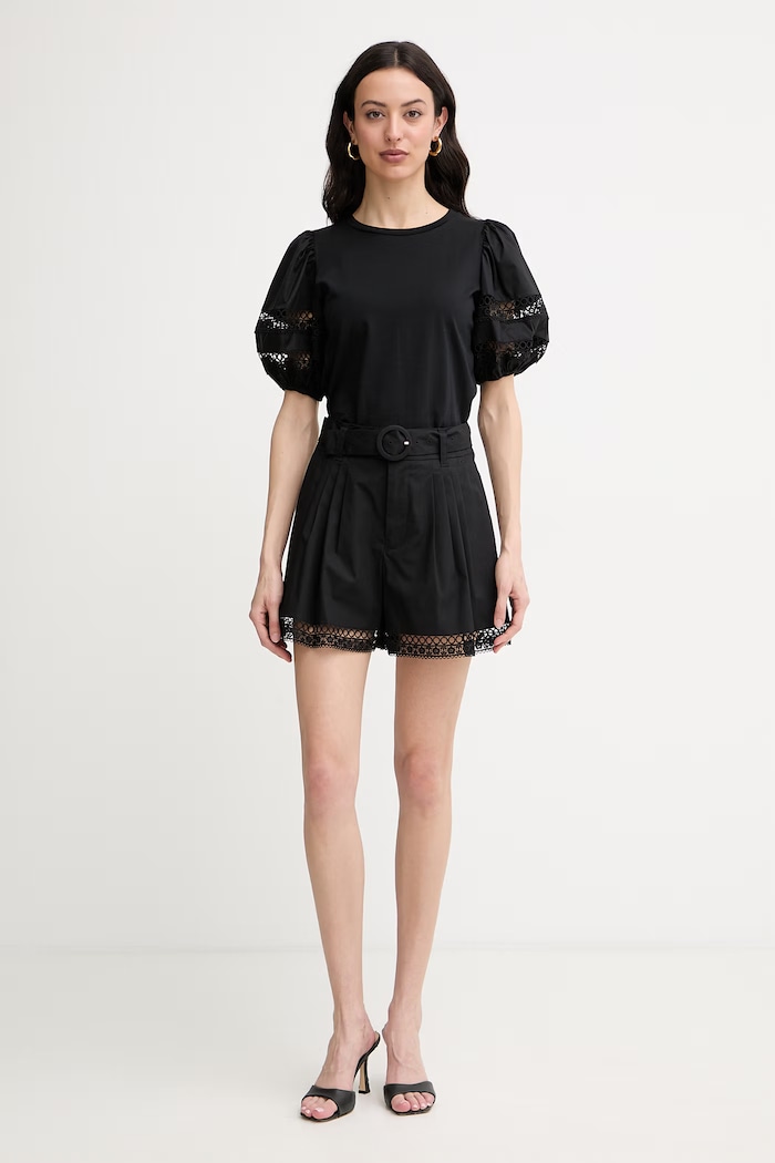 Twinset szorty eleganckie damskie bawełniane z elastanem 261TT2253 czarny SS26